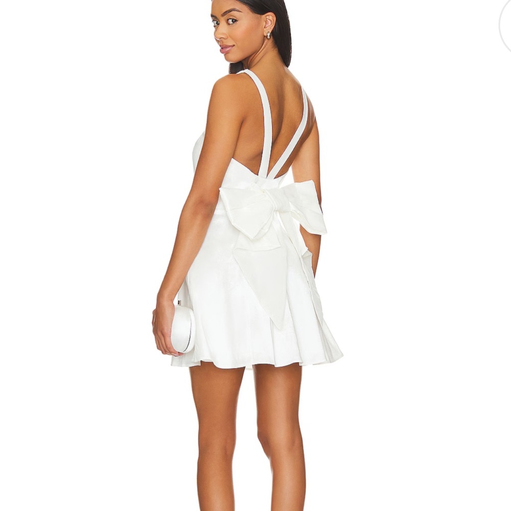 NWT Charlotte Bow Mini Dress in White Taffeta